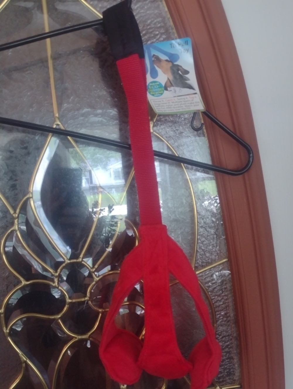Tri-Pull Red Padded Three Squeakies Dog Toy Small